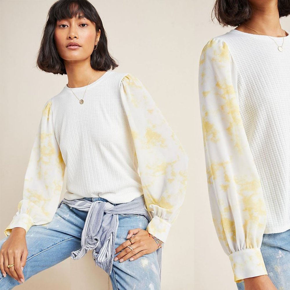 Anthropologie Arden Tie-Dyed Pullover in Cream M - Picture 1 of 7